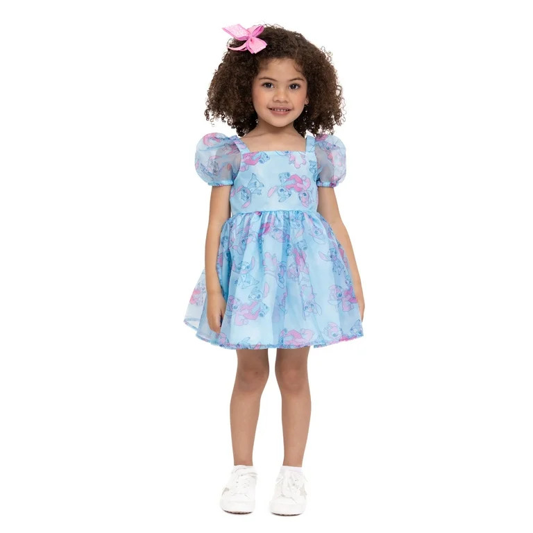 Lilo & Stitch Girls Printed Puff Sleeve Dress, Sizes 4-16 | Walmart (US)