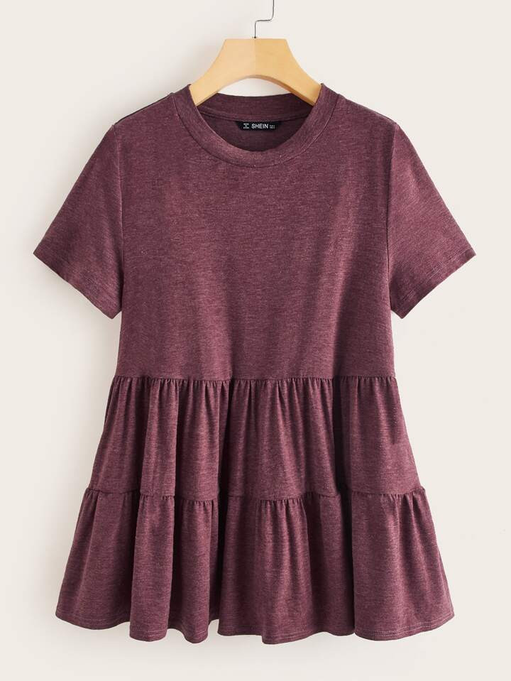 SHEIN EZwear Marled Knit Smock Top | SHEIN