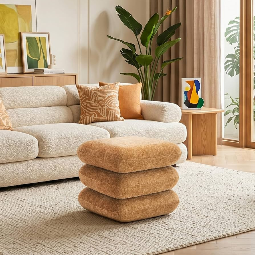 360\u00b0Swivel Ottoman Vanity Stool, Multifunctional Vanity Chair for Women, Modern Upholstered ... | Amazon (US)