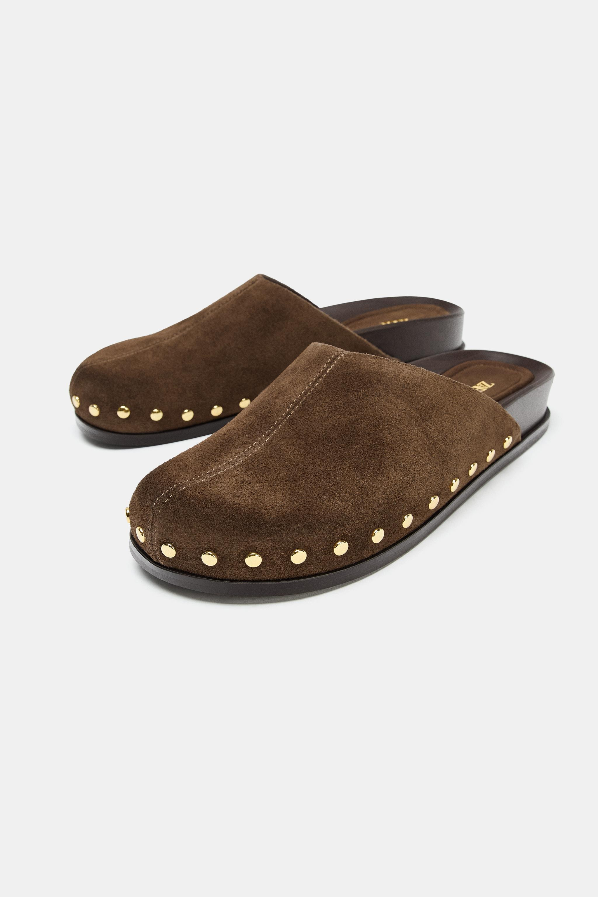 STUDDED LEATHER CLOGS | Zara US