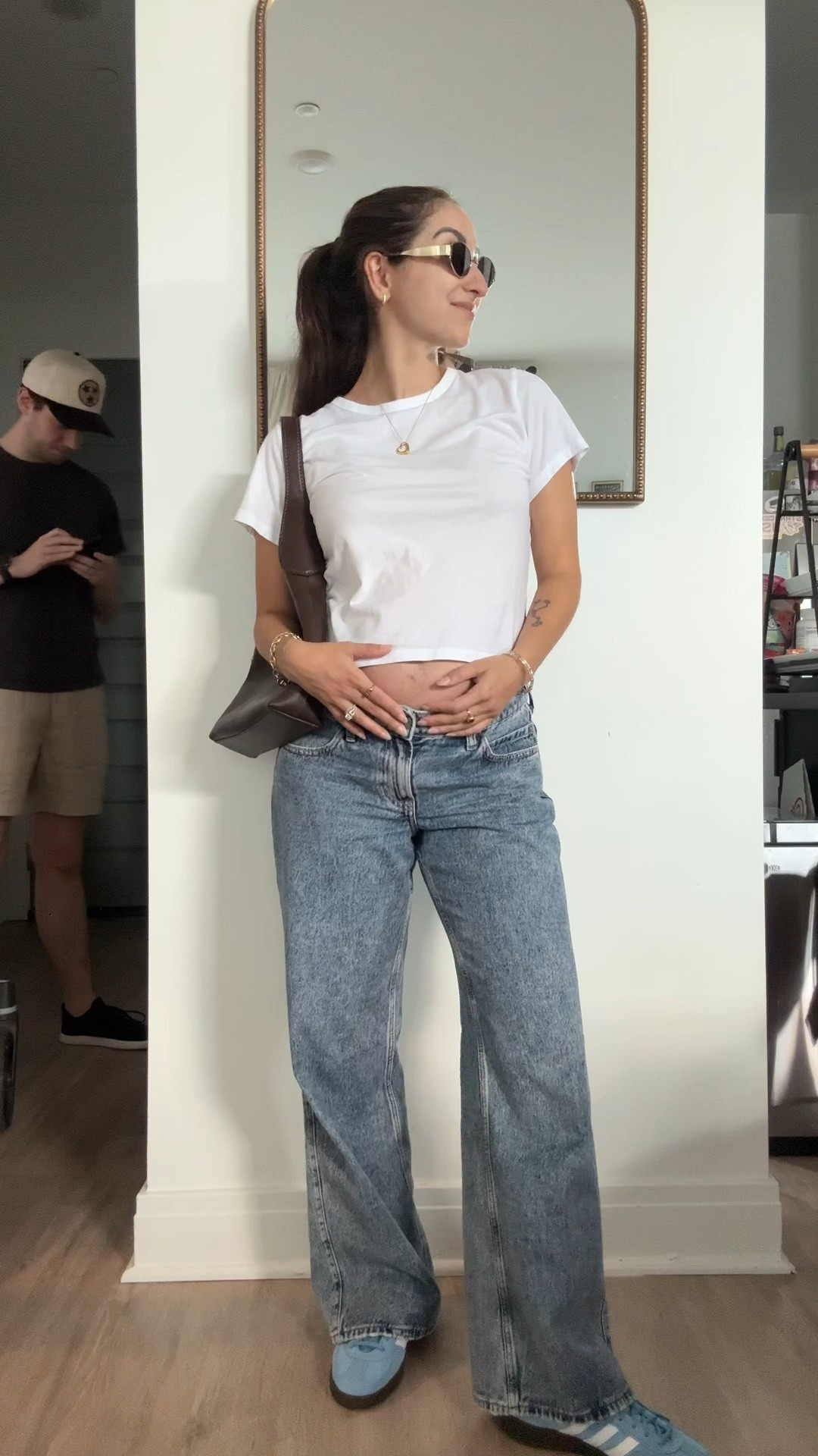 bump-friendly maternity outfit at 25 weeks // low rise jeans // white tee shirt 

wearing size S shirt / size 27(4) jeans

#LTKBump #LTKStyleTip #LTKPetite