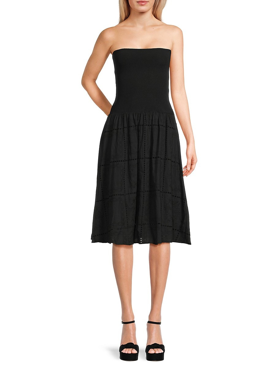 Weworewhat Women's Strapless Tiered Midi-Dress - Black - Size S | Saks Fifth Avenue OFF 5TH