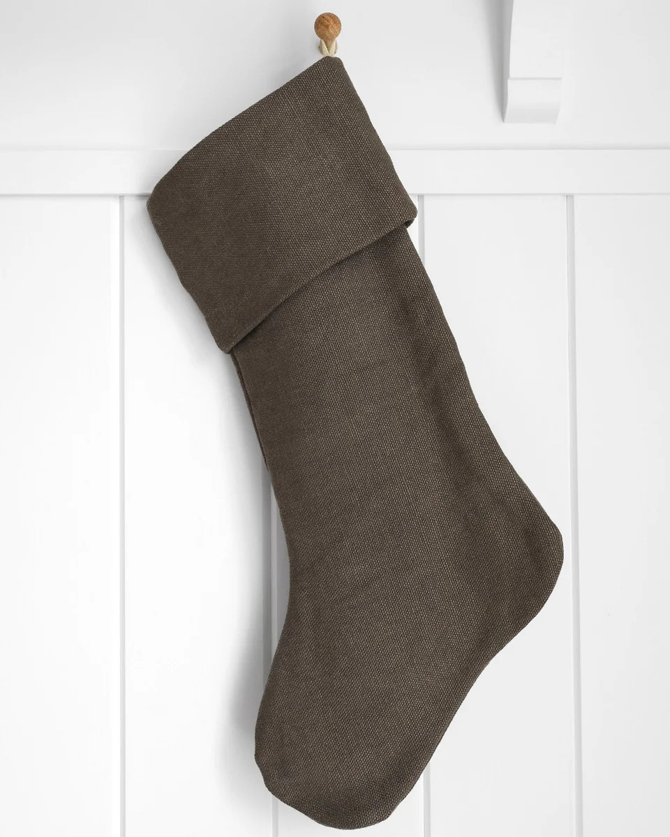 Linen Christmas Stocking | Taupe Brown Heritage Design | Hackner Home (US)