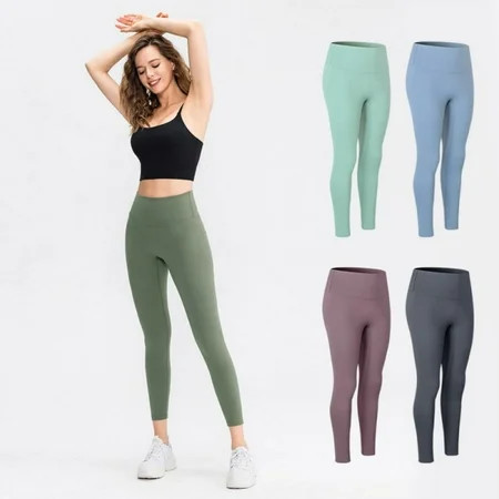 Compression Yoga Leggings for Women, Tummy Control, High Waisted Hip-lifting Seamless Workout Fitnes | Walmart (US)