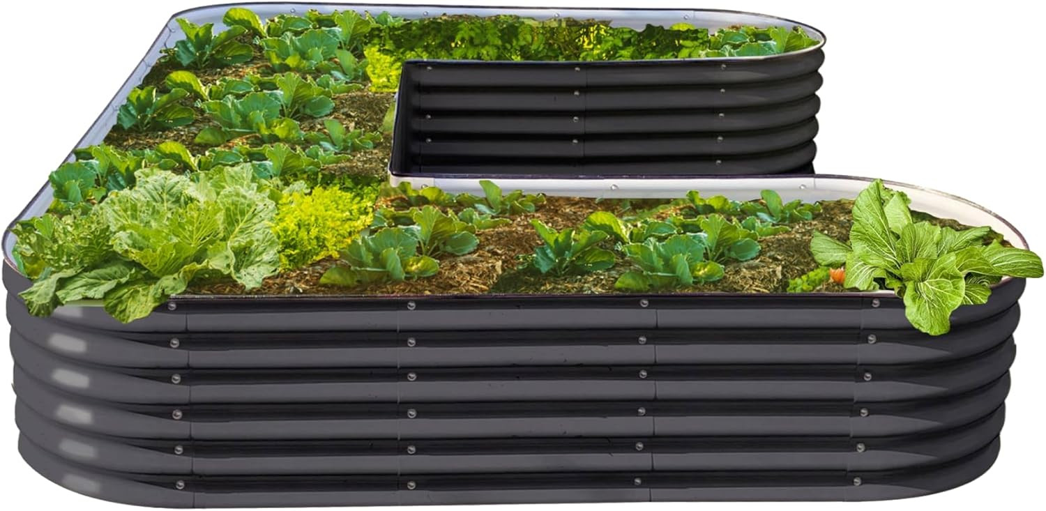 Vego garden 17" Tall U-Shape Raised Garden Bed Metal Raised Planter Bed for Vegetables Flowers Gr... | Amazon (US)