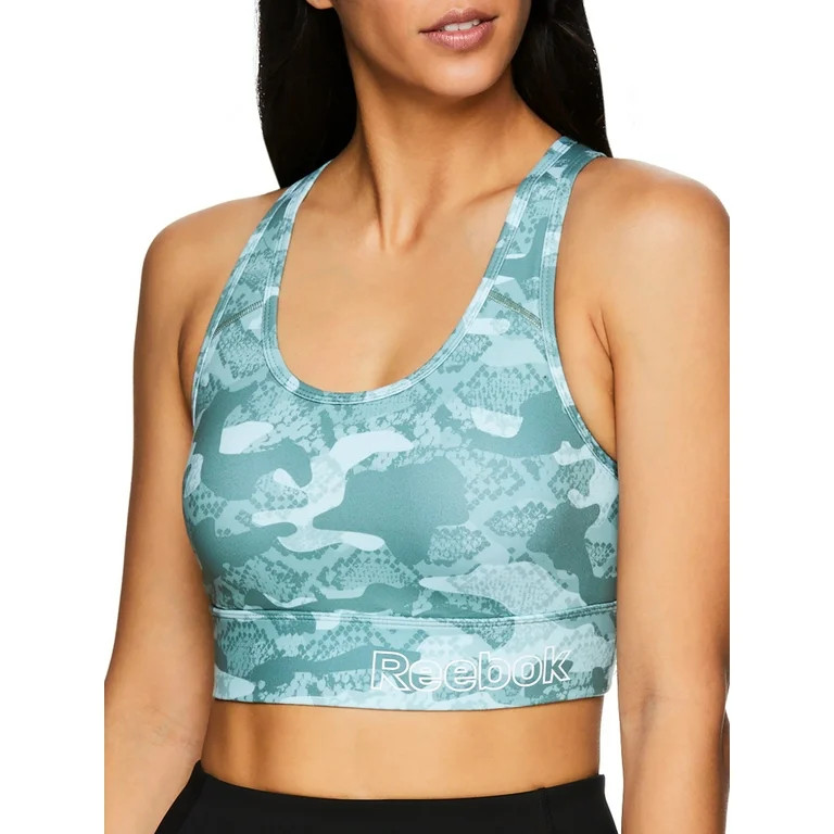 Reebok Womens Essential Print Sports Bra with Back Pocket and Removable Cups, Sizes XS-XXXL - Wal... | Walmart (US)