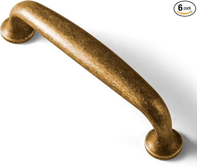 Goo-Ki 6 Pack Antique Brass Cabinet Handles, 3.78"(96mm) c-c Antique Bronze Drawer Pulls, Zinc Al... | Amazon (US)