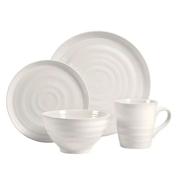 Woven Paths Farmhouse 16-Piece Dinnerware Set, White | Walmart (US)