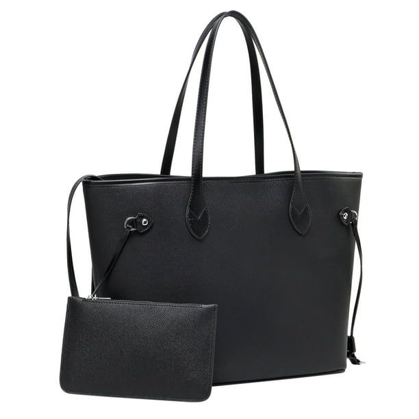 Daisy Rose Tote Shoulder Bag with inner pouch - PU Vegan Leather-BLACK | Walmart (US)