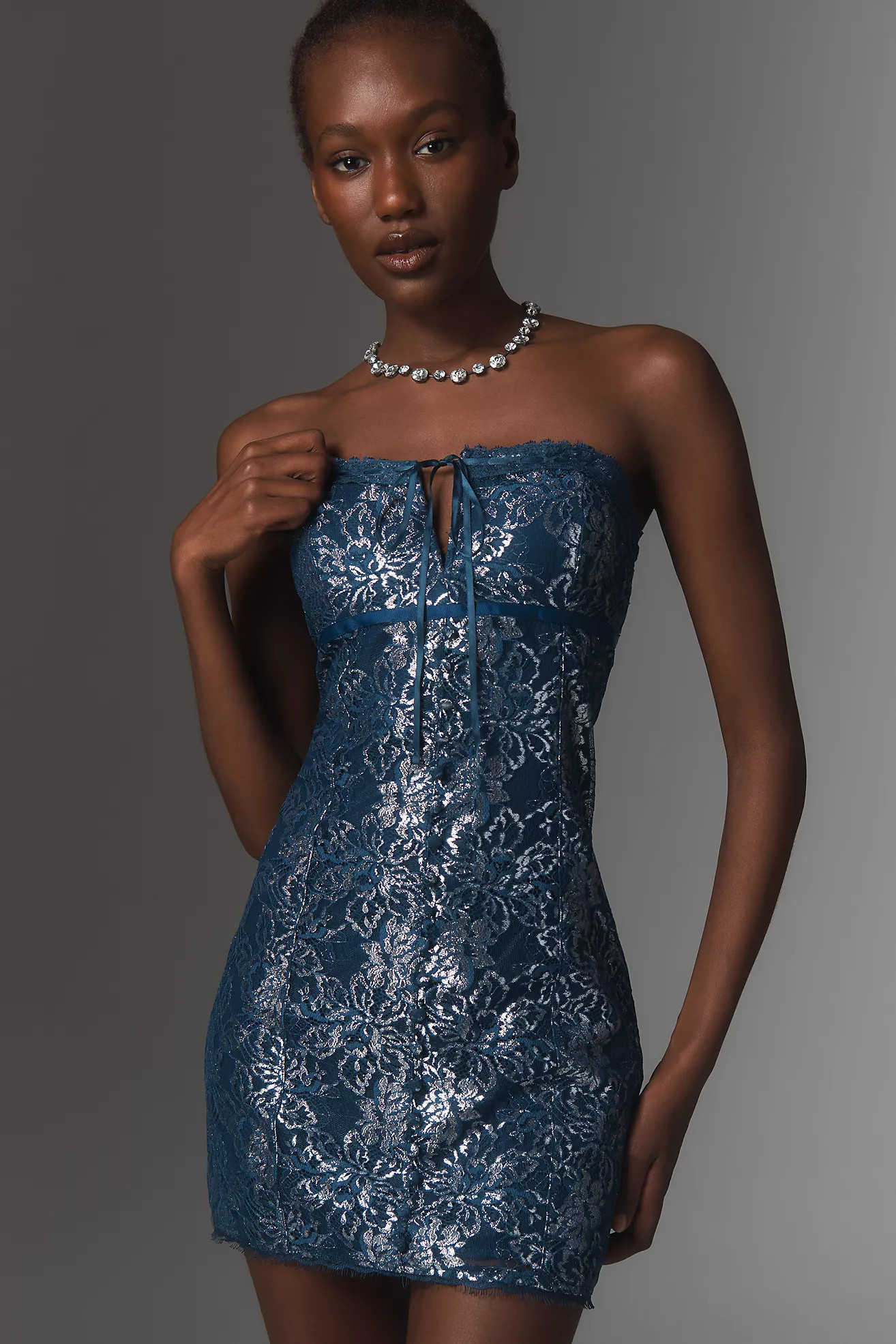 Maeve Strapless Metallic Mini Dress | Anthropologie (US)