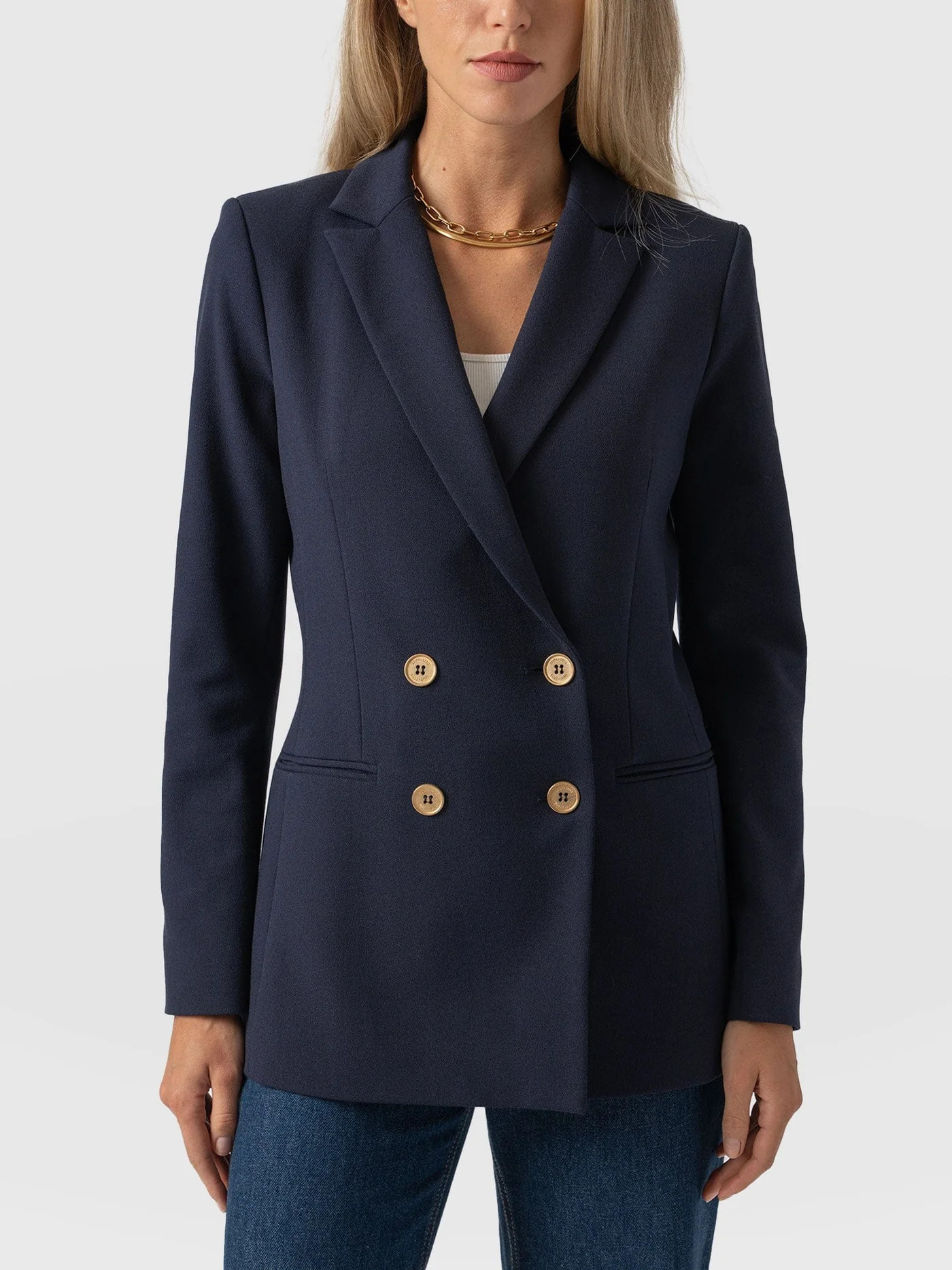 Cambridge Blazer - Navy Crepe | Saint + Sofia