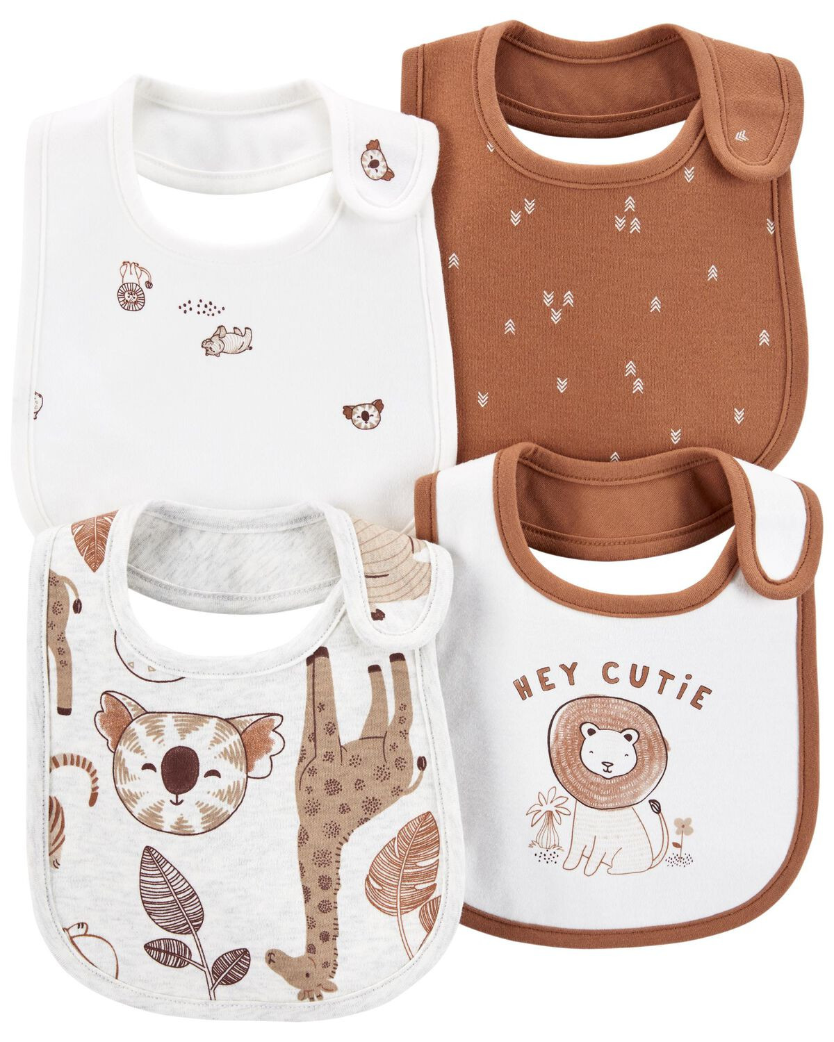 Brown/White Baby 4-Pack Bibs | carters.com | Carter's