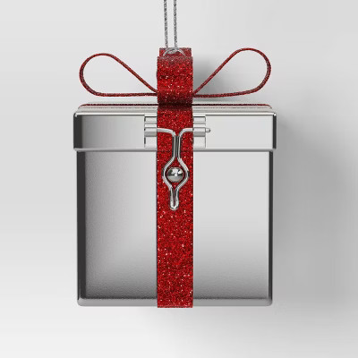 Christmas Silver Metal Gift Box Ornament - Wondershop™ | Target