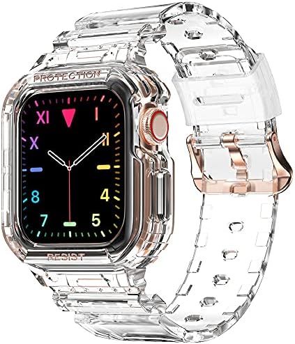 Compatible for Apple Watch Clear Band 41mm 40mm 38mm with Case, amBand Women Cute Girl Crystal Cl... | Amazon (US)