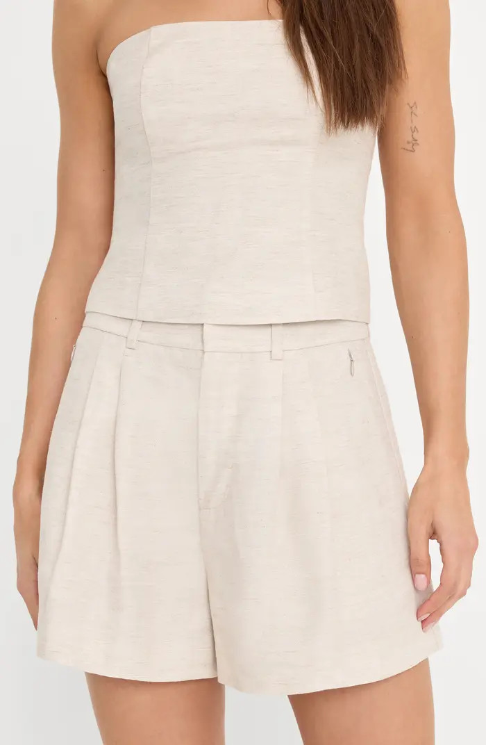 Pleated Tencel\u2122 & Linen Trouser Shorts | Nordstrom