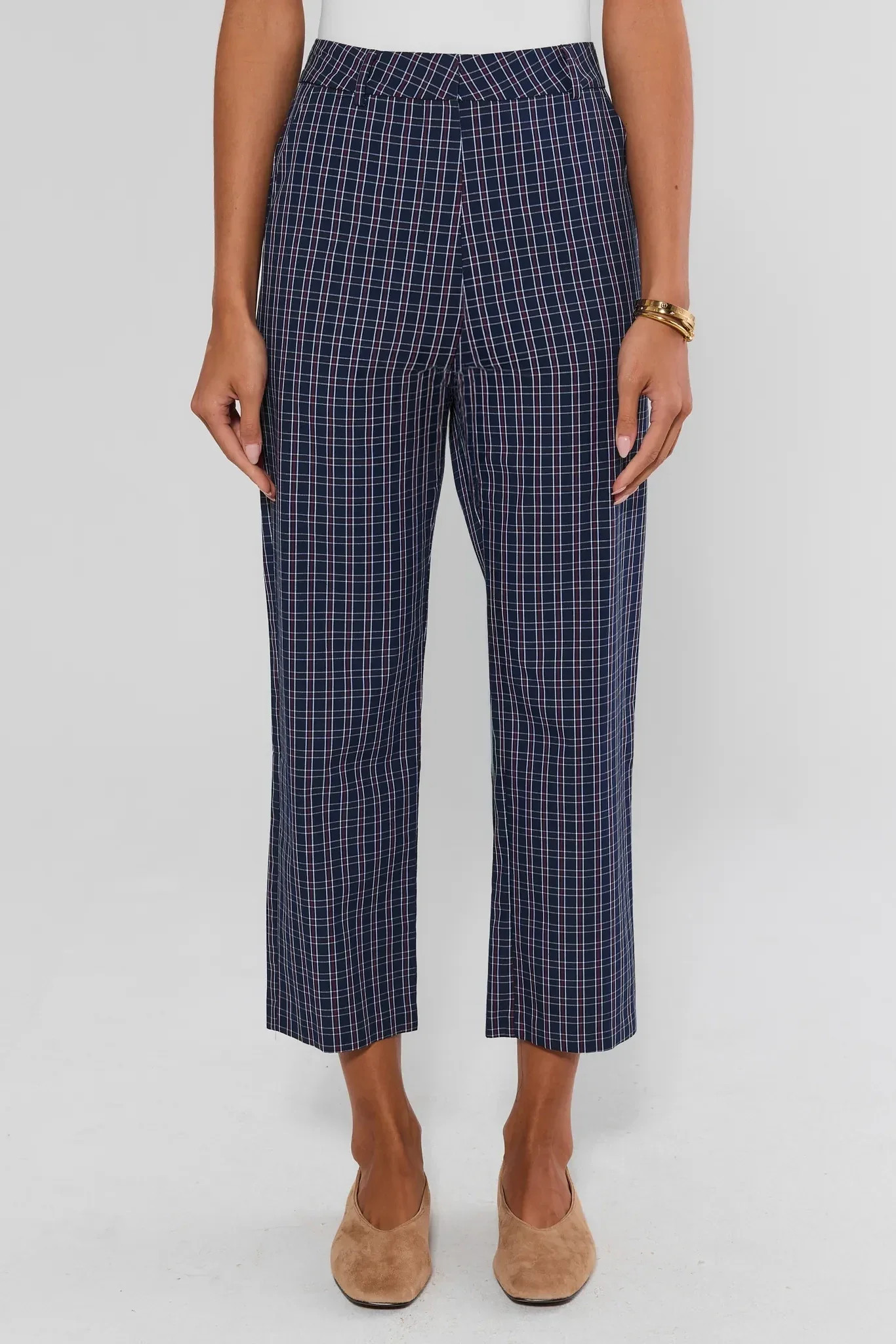 Navy Plaid Cropped Pants | Avara