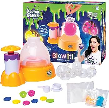 Doctor Squish Squishy Maker Neon Refill Pack | DIY Squishy Making Kit with 6 TPR Balloons, 6Reusable Clips, Glow in The Dark Sparkles & Slime Powder | Make Your Own Squishies | Ages 8 (Glow 2 Pack) | Amazon (US)