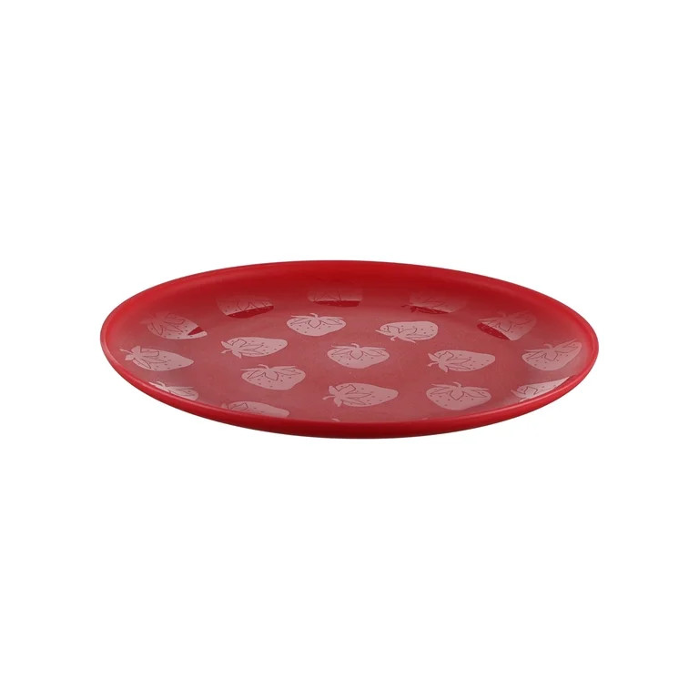 Mainstays 10.5 Inch Round Plastic Etched Strawberry Plate, Red | Walmart (US)