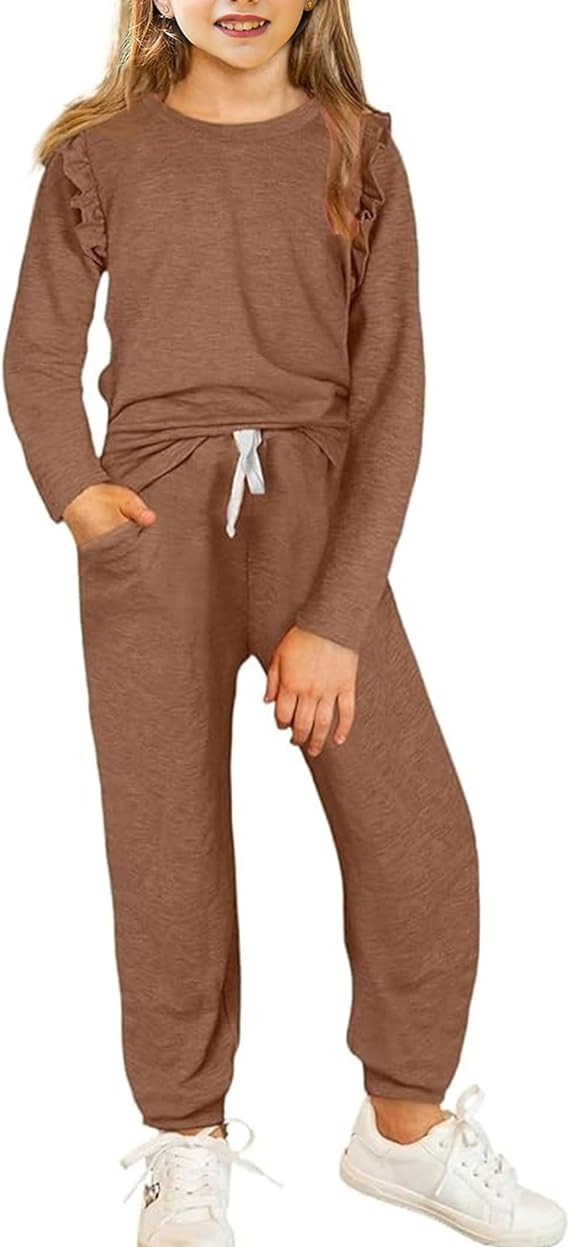 Yekaty Kids Girls Clothes Stylish Ruffled Tops and Pants with Pockets Clothing Sets 2 Piece Outfi... | Amazon (US)