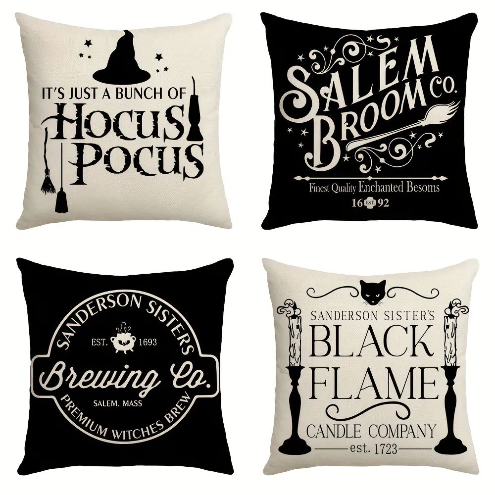 1pc Farmhouse Halloween Pillow Covers White And Black Saying Decorative Throw Cushion Case For Ho... | Temu Affiliate Program
