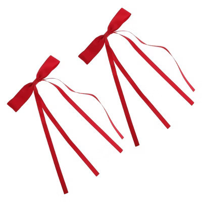 Unique Bargains Double Bow Hair Clips 2 Pcs Red | Target