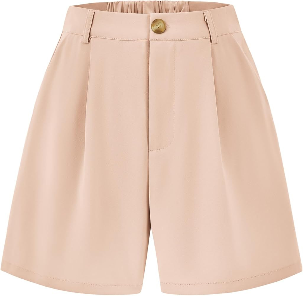 KIRUNDO Women's Shorts 2024 Trendy Summer Dressy Elastic High Waisted Pleated Business Casual Wor... | Amazon (US)