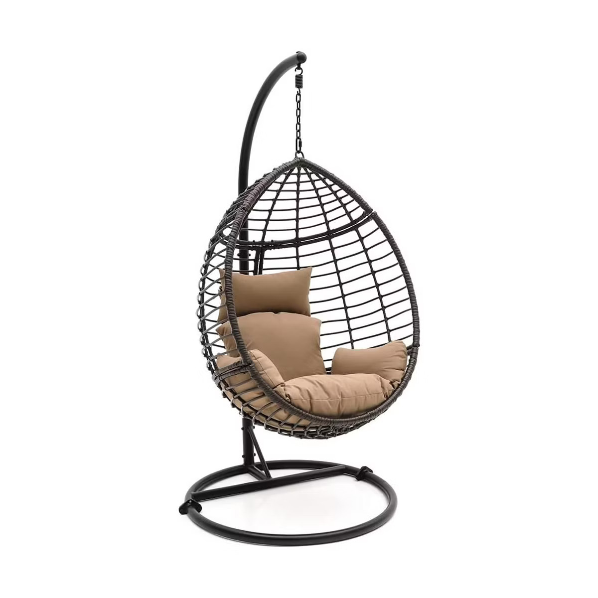 SereneLife Hanging Egg Indoor Outdoor Patio Wicker Rattan Lounge Chair with Stand - Black | Target