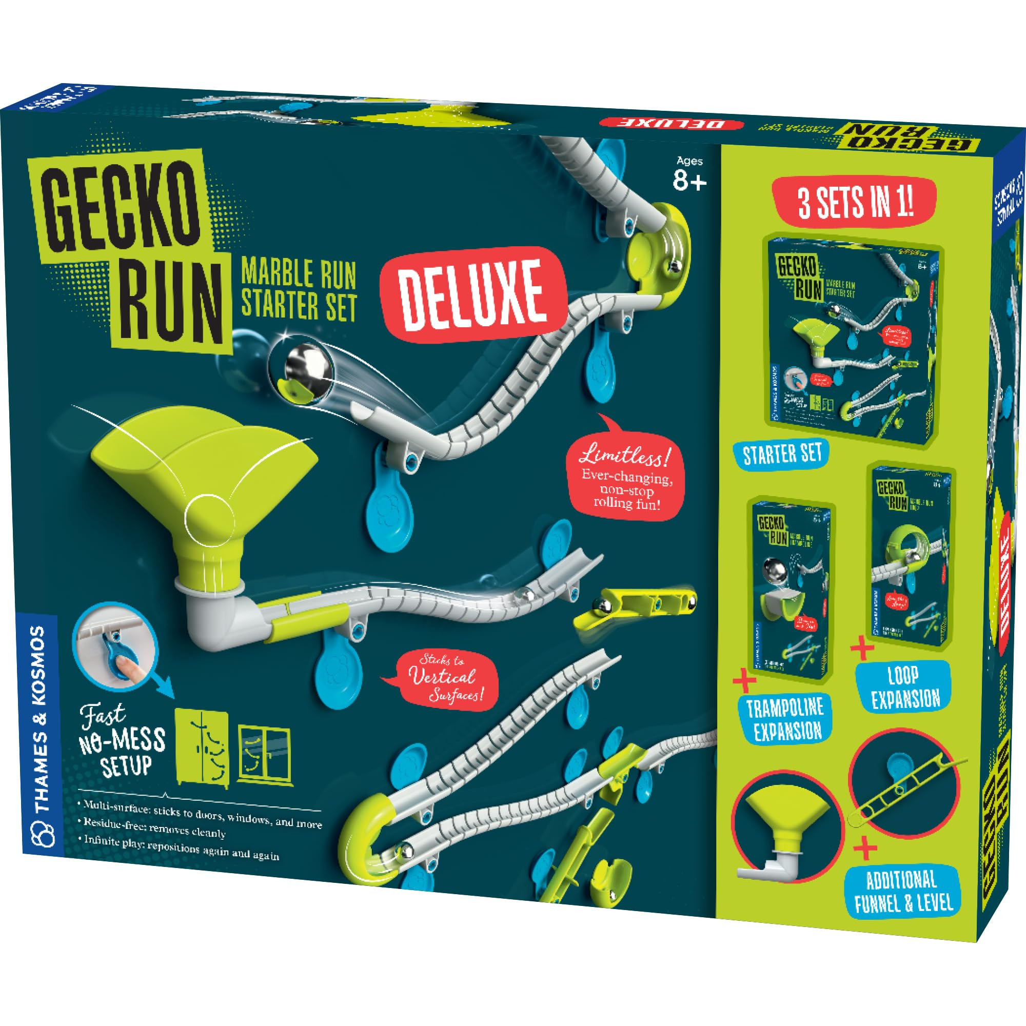 Gecko Run Marble Run Deluxe Starter Set by Thames & Kosmos – Vertical Marble Run w/Flexible Tra... | Amazon (US)