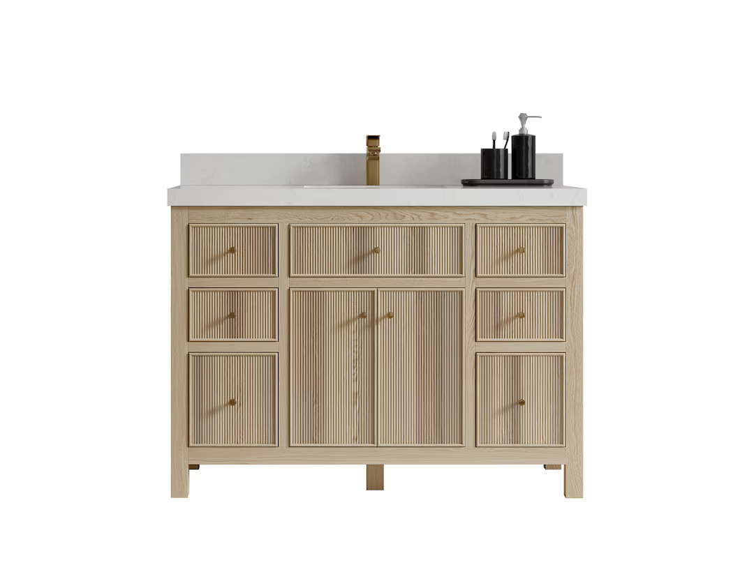 48 in. W x 22 in. D Sonoma White Oak Single Sink Bathroom Vanity with Quartz or Marble Countertop... | Etsy (US)