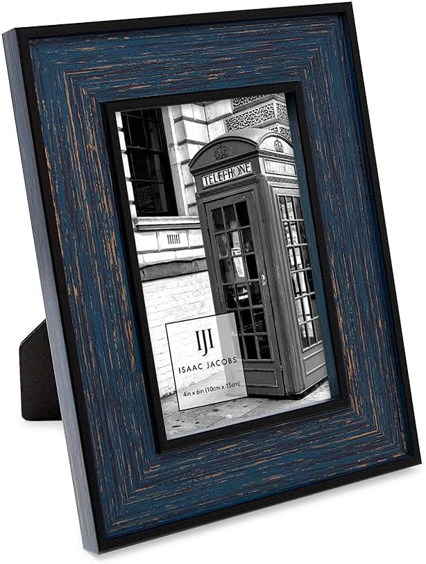 Isaac Jacobs 4x6 Navy w/Gold (Vertical & Horizontal) Double Border Picture Frame w/Black Fabric E... | Amazon (US)