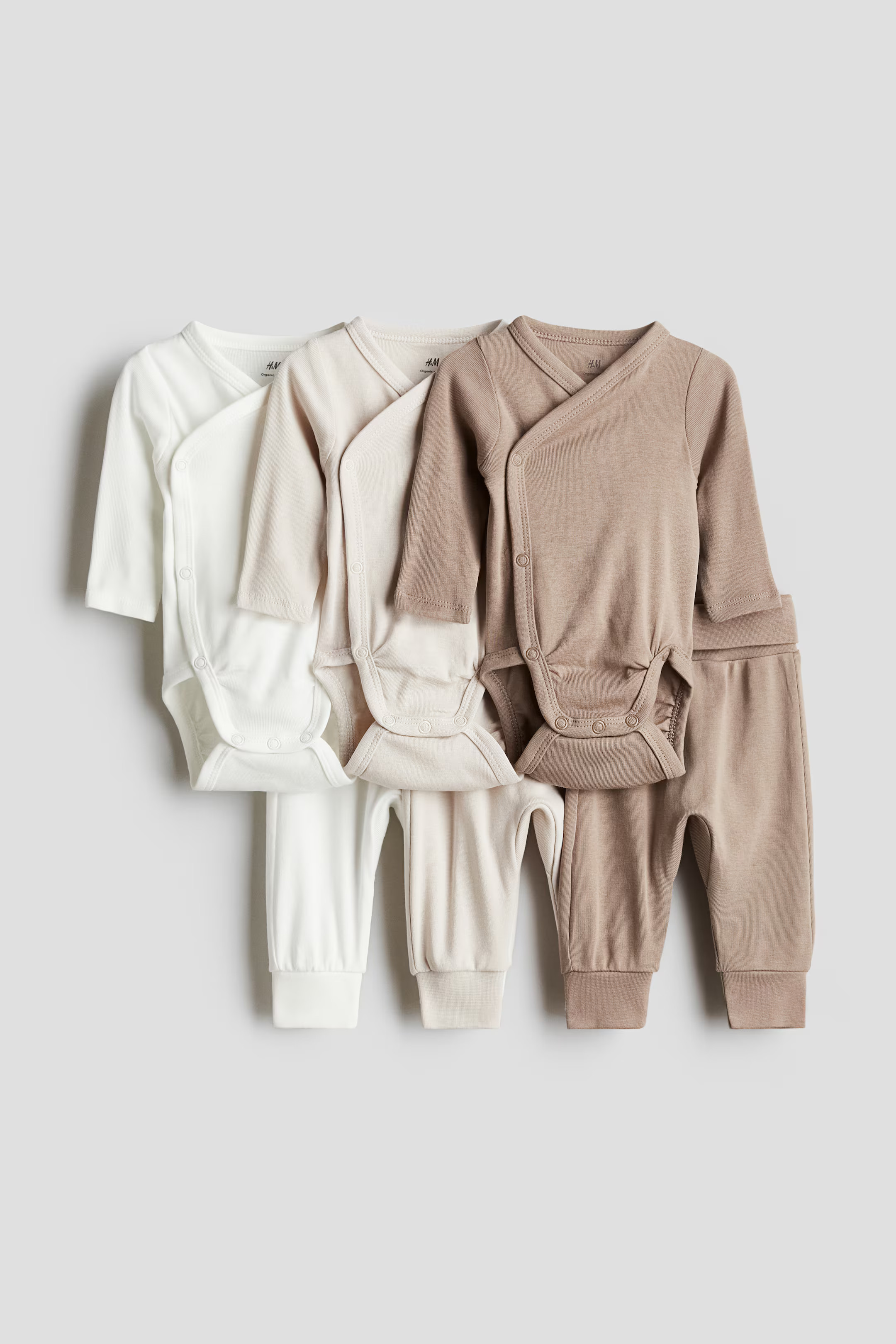6-piece Bodysuit and Pants Set - Light taupe/light beige - Kids | H&M US | H&M (US + CA)