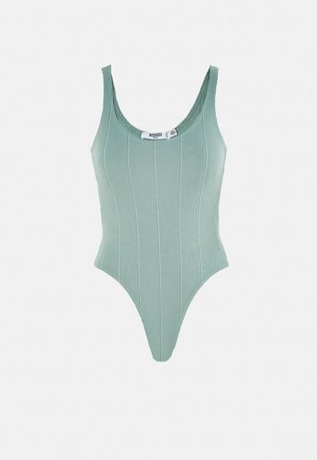 Tall Sage Rib Round Neck Bodysuit | Missguided (UK & IE)