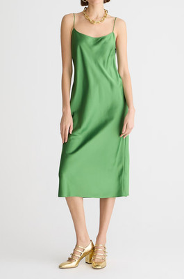 J.CREW NWT $98 Gwyneth Midi Slip Dress in Green Luster Charmeuse 8 | eBay | eBay US