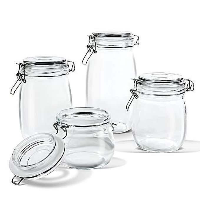 Masthome 4 Piece Glass Jar Set with Sealing Lid Kitchen Container Set(16.9oz,25.7oz,33.8oz,50.7oz) | Amazon (US)