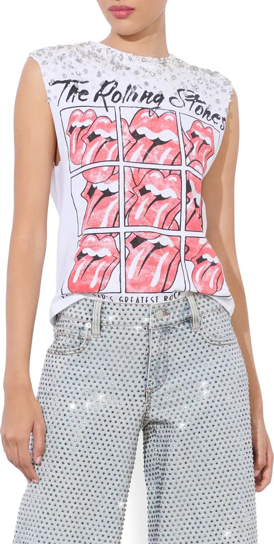 Micah Crystal Detail Rolling Stones Graphic Muscle T-Shirt | Nordstrom