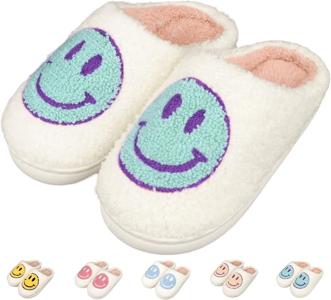 ZICKYO Kids Slippers Boys Girls Cute Happy Face House Slippers Warm Soft Plush Non-Slip Indoor Outdo | Amazon (US)