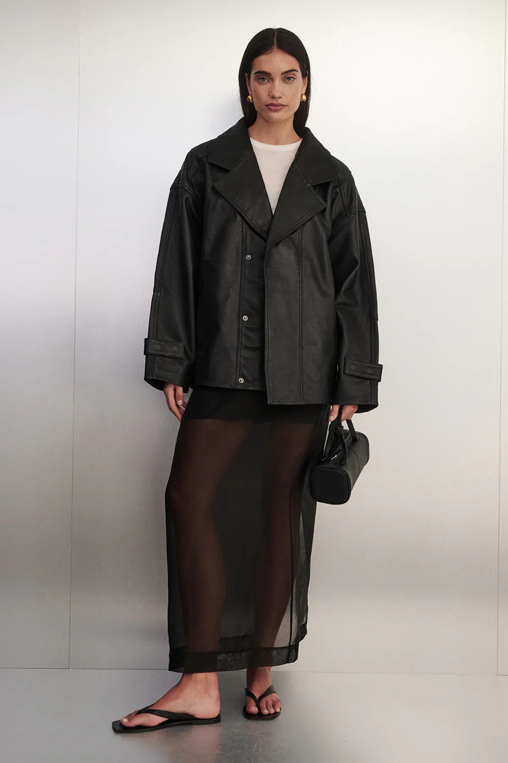 MARGOT BLACK OVERSIZED LEATHER JACKET | DISSH