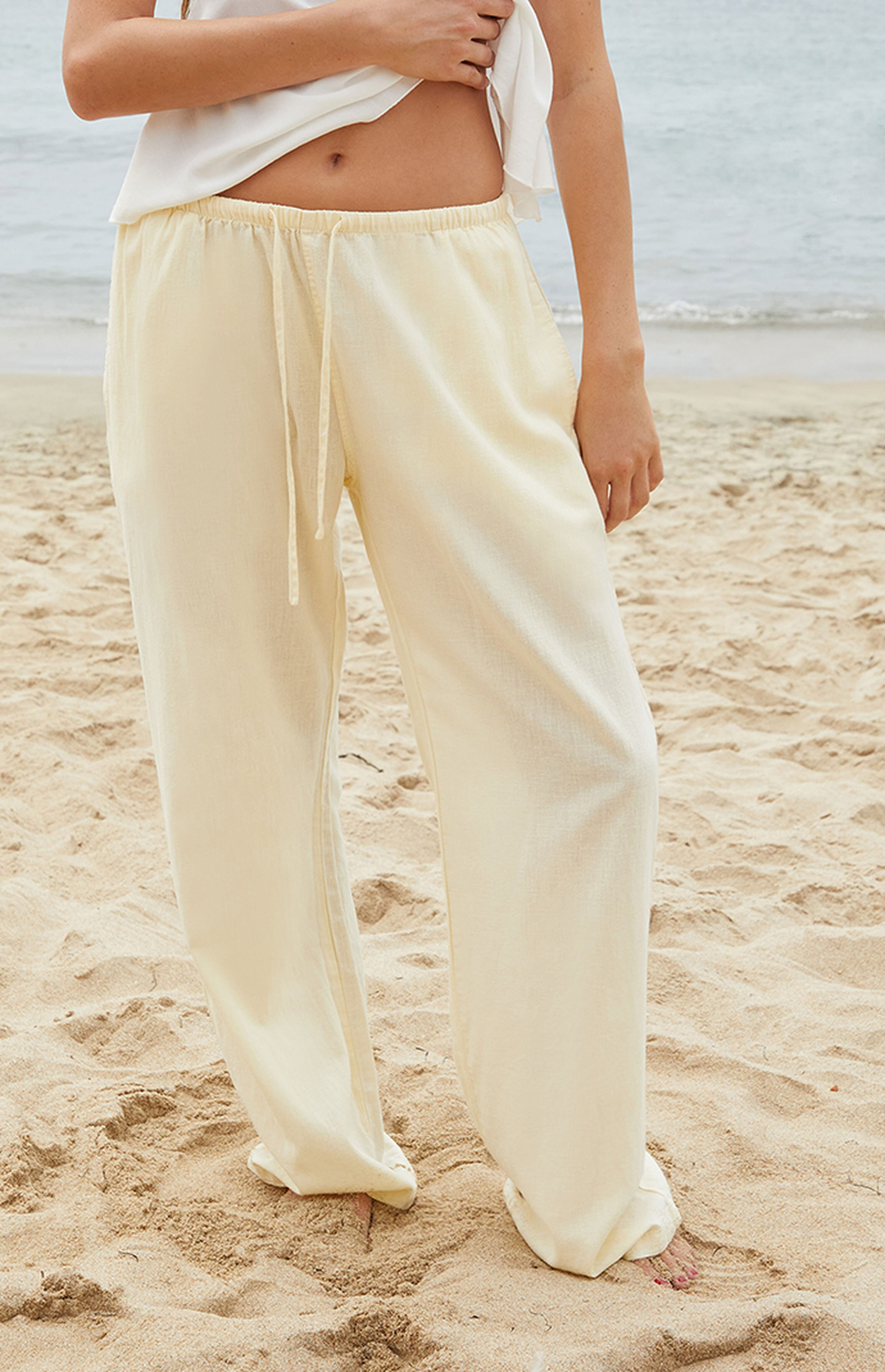 John Galt Yellow Anastasia Linen Baggy Lounge Pants | PacSun