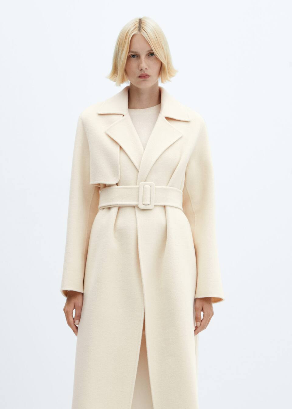 Wool coat with handmade belt -  Women | Mango United Kingdom | MANGO (UK)