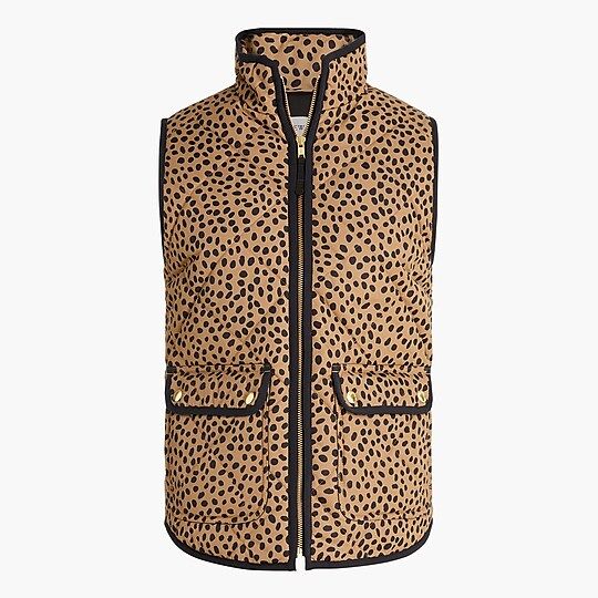 Animal-print puffer vest with snap pockets | J.Crew Factory