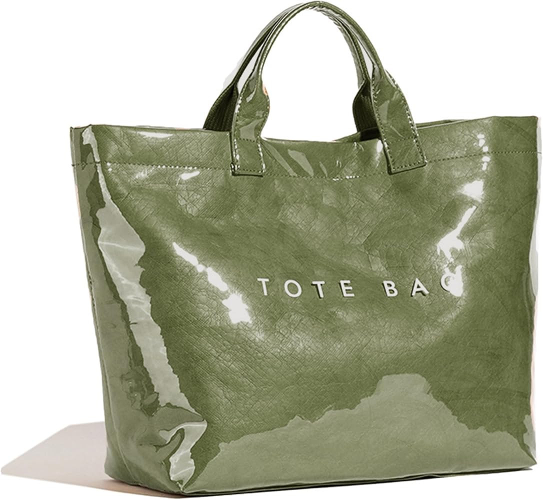 PVC Tote Bag for Women Waterproof Plastic Summer Tote Letter Print Hobo Handbag for Beach, Pool, ... | Amazon (US)