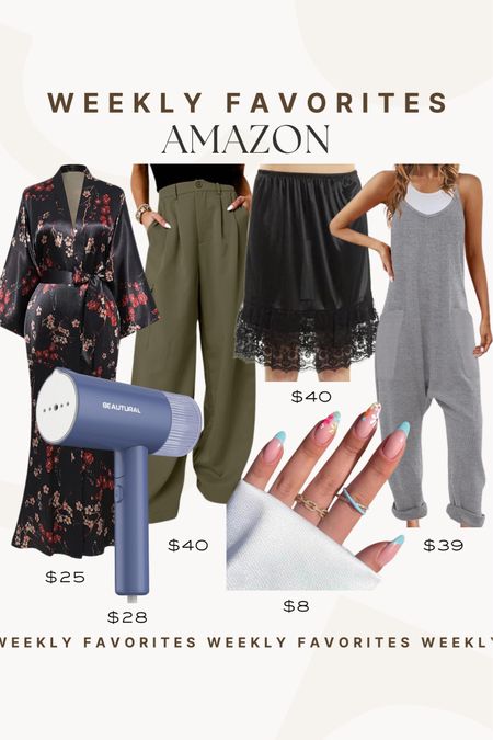 Our favorites from Amazon! I’m so excited for spring and summer nails! 

Amazon fashion, Amazon finds, steamer, press on nails, amazon jumpsuit, robe, wide leg pants, 

#LTKstyletip #LTKSeasonal #LTKbeauty