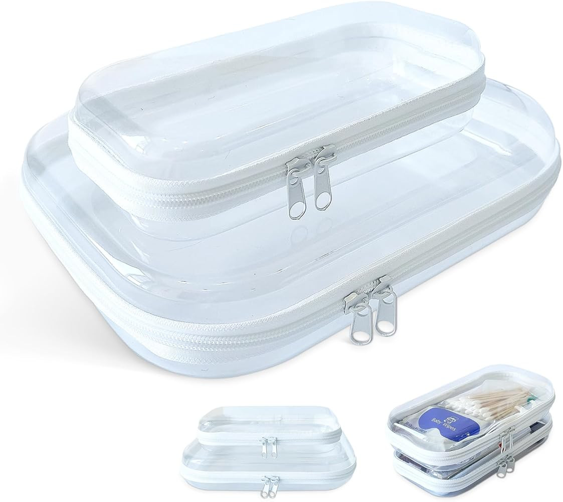 Clear Zipper Case for Storage, Portable Hard Zipper Case Clear, Hard Plastic Zipper Pouches for S... | Amazon (US)