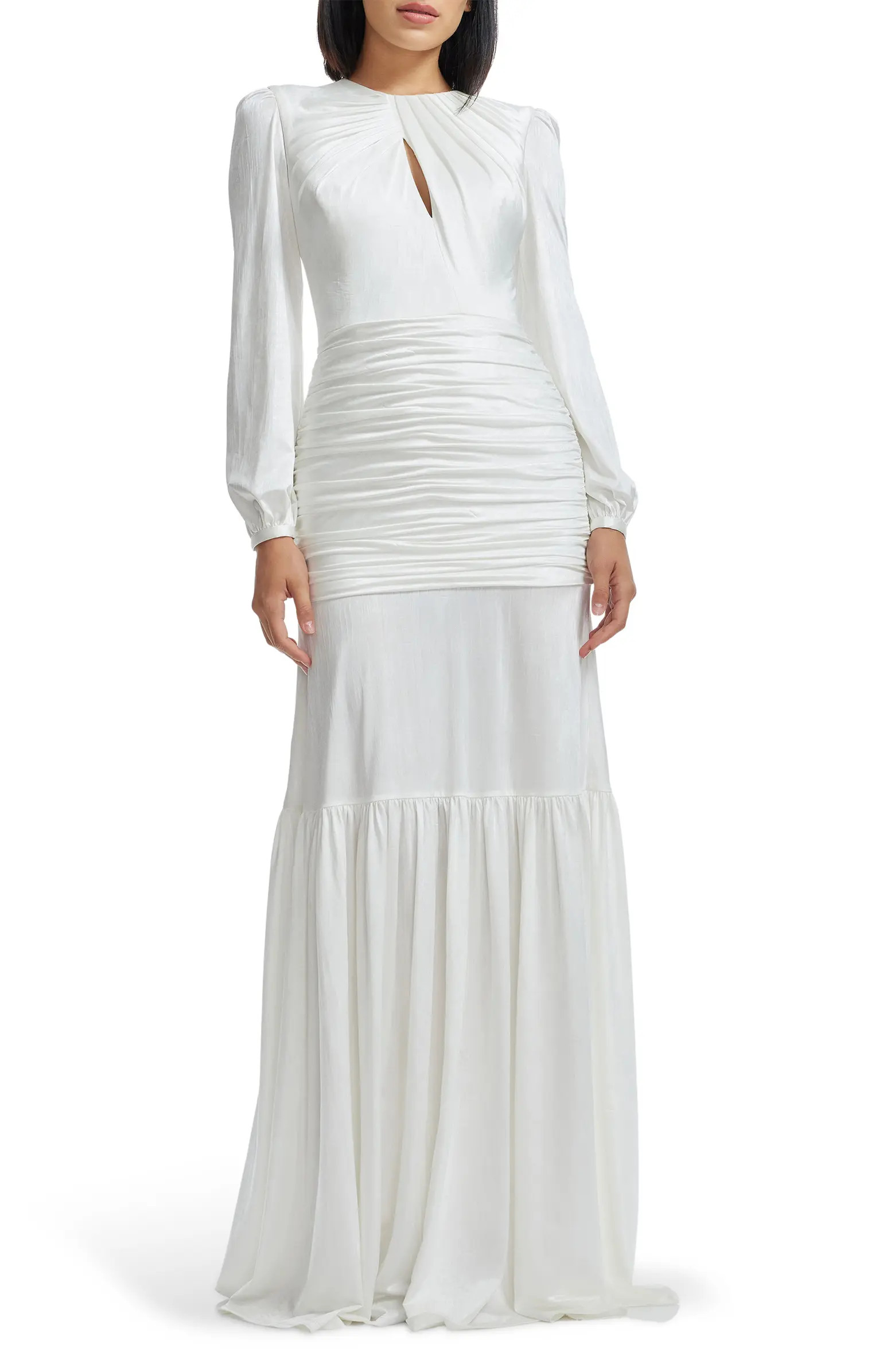 Lucille Pleated Ruched Long Sleeve Gown | Nordstrom
