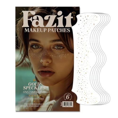 Fazit Makeup Patches - Gold - Face Glitter Makeup Speckles - Glow Up Makeup Patches - Face Glitter Speckles Patches - Cute Glitter Makeup Accessories for Women - Cosmetic Glitter for Face - 6 Count | Amazon (US)