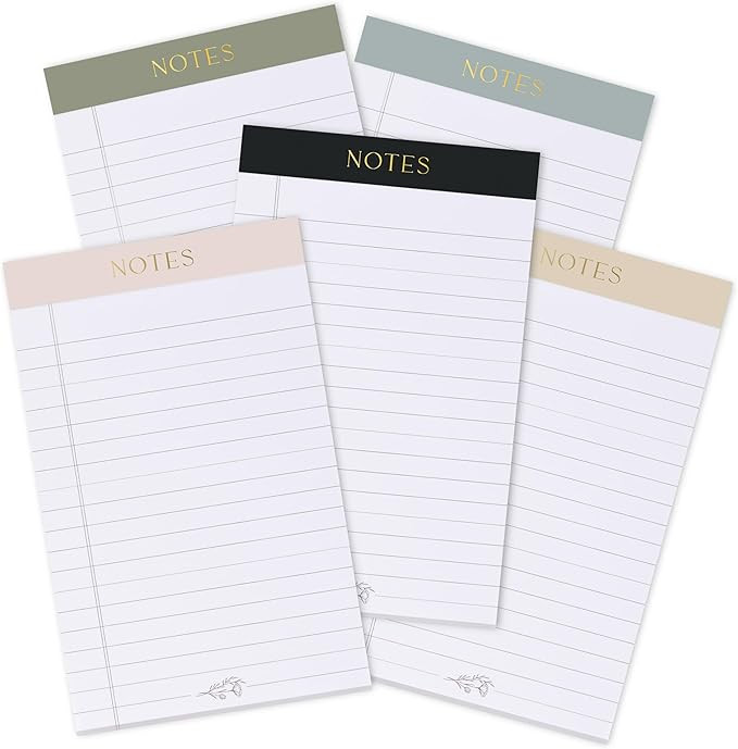 ZICOTO Aesthetic Note Pads Set Of 5 - Quality 5x8 inch Lined Legal Pads For Women Or Men - The Pe... | Amazon (US)