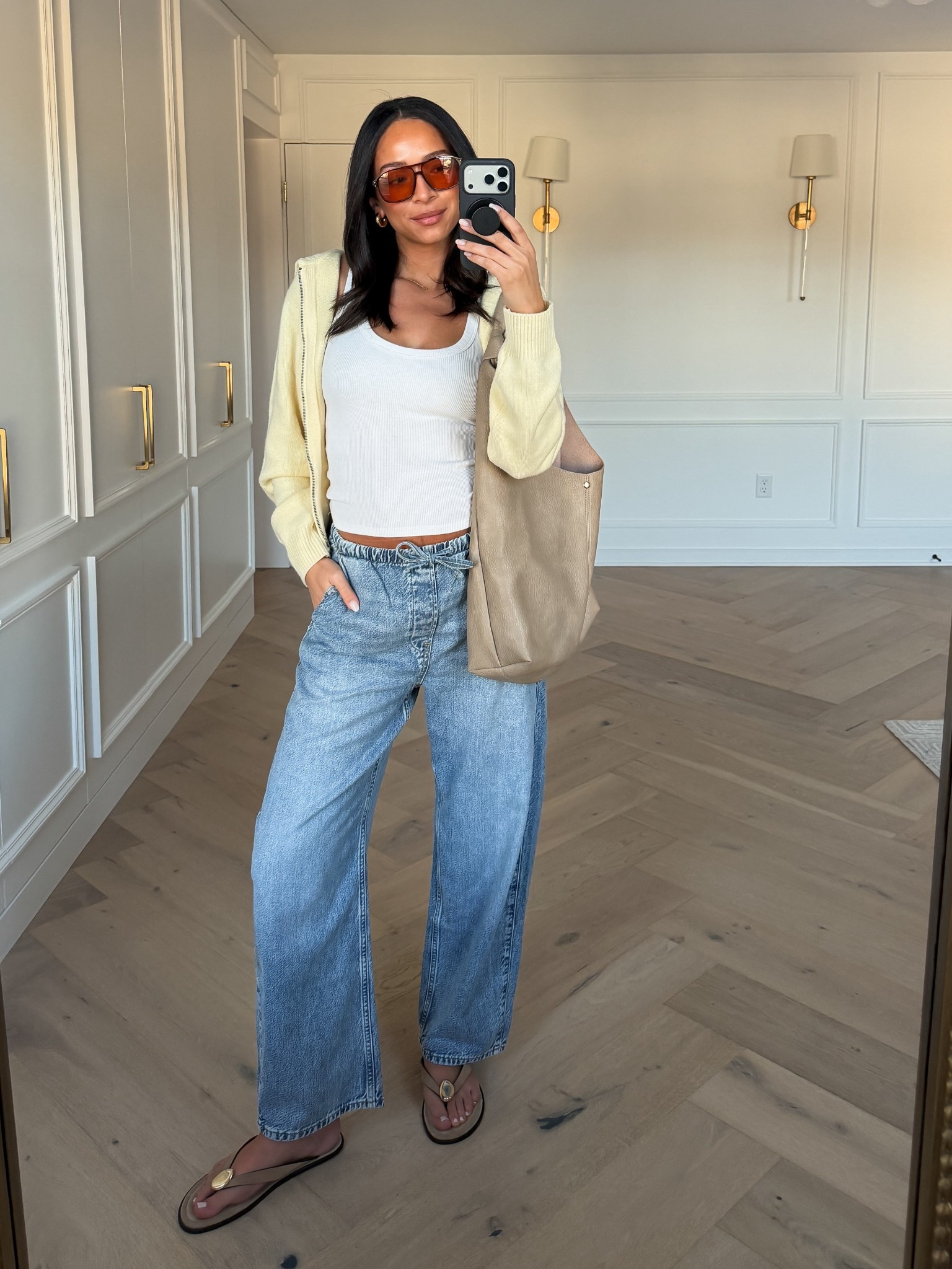 Spring outfit on SALE!! Wearing size S white tank, size L zip up jacket and size M pants 💛 These pants are super comfortable and have an elastic waistband! 

spring fashion, spring style, spring outfit, casual outfit, weekend outfit, errands outfit, mom outfit, postpartum outfit

#LTKSeasonal #LTKSaleAlert #LTKmomlife