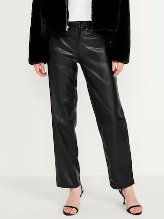 High-Waisted OG Loose Faux-Leather Pants | Old Navy | Old Navy (US)