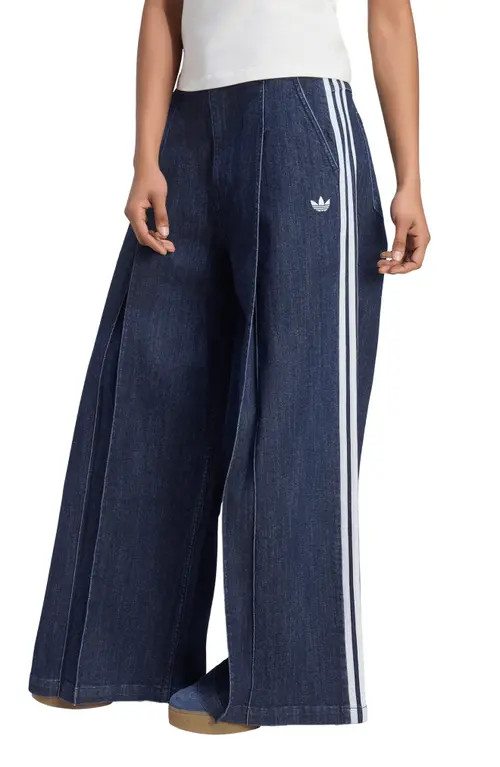 adidas Originals Wide Leg Jeans in Indigowash at Nordstrom, Size 28 | Nordstrom