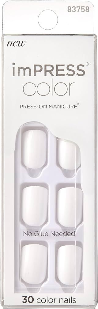 KISS imPRESS Color Press-On Nails, Gel Nail Kit, PureFit Technology, Short Length, “Frosting”, Polis | Amazon (US)